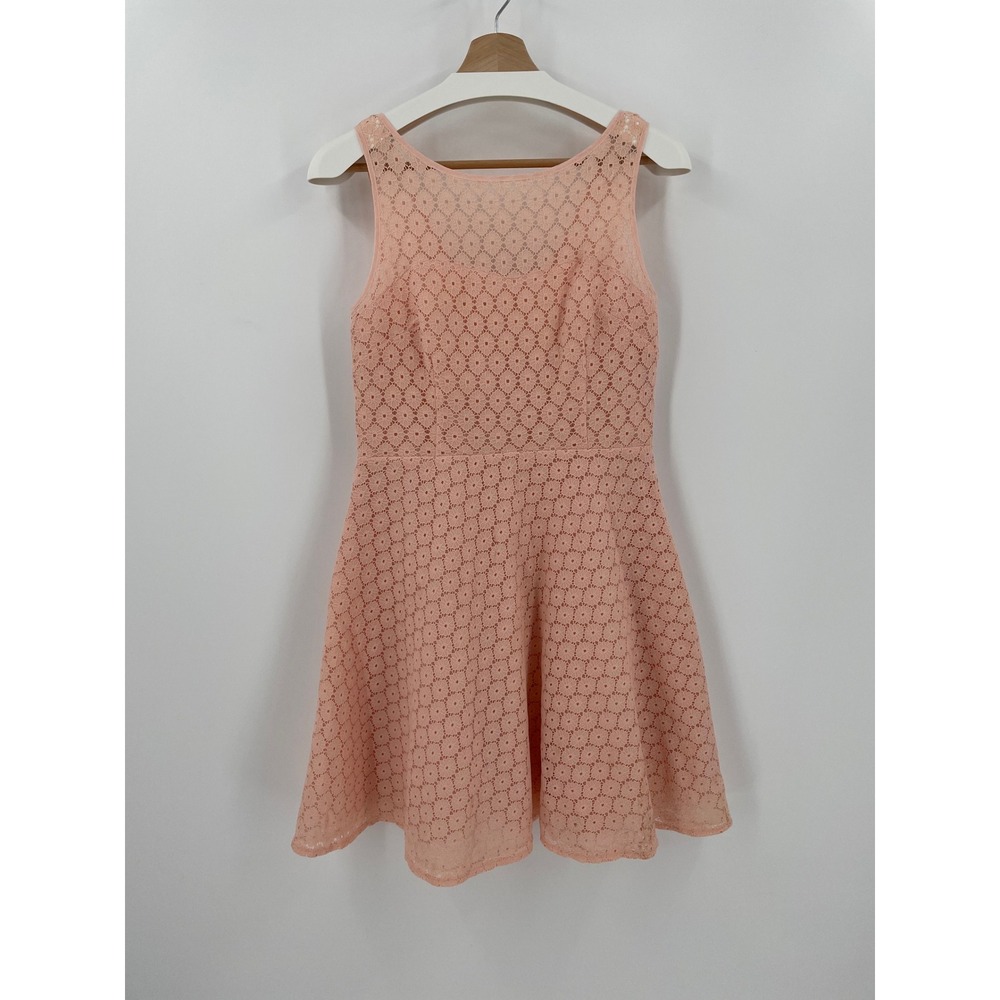 Betsey Johnson Pink Lace Fit and Flare Skater Dress V-Back Size 6